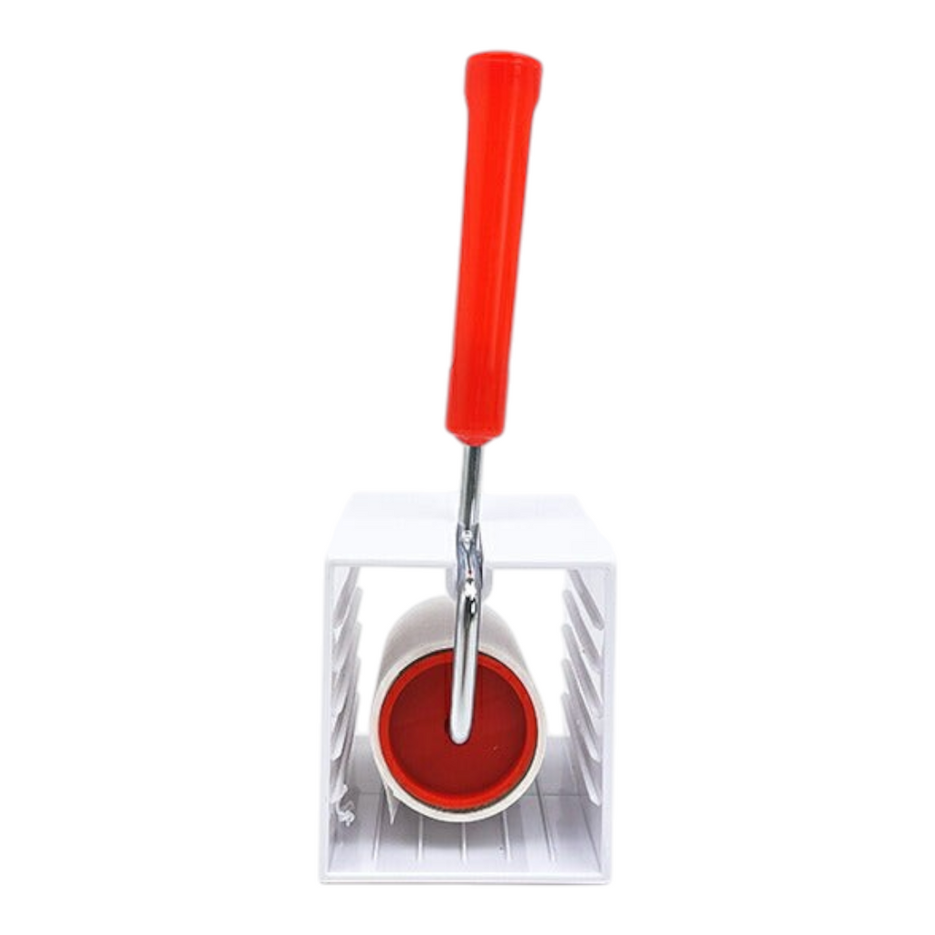 Twinkle Glory Hello Kitty sticky roller cleaner with a white storage case and bright red handle