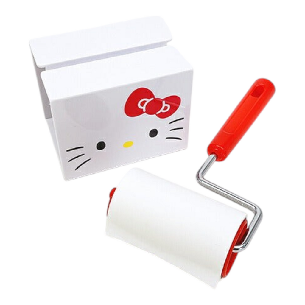 Twinkle Glory Hello Kitty sticky roller cleaner with a white storage case featuring a cute Hello Kitty face design.