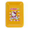 Twinkle Glory yellow tin plate Hello Kitty pen tray featuring a cute character illustration with flowers and fruit.