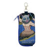 Twinkle Glory Demon Slayer Inosuke key case with retractable reel, featuring a blue PVC design and zip closure.
