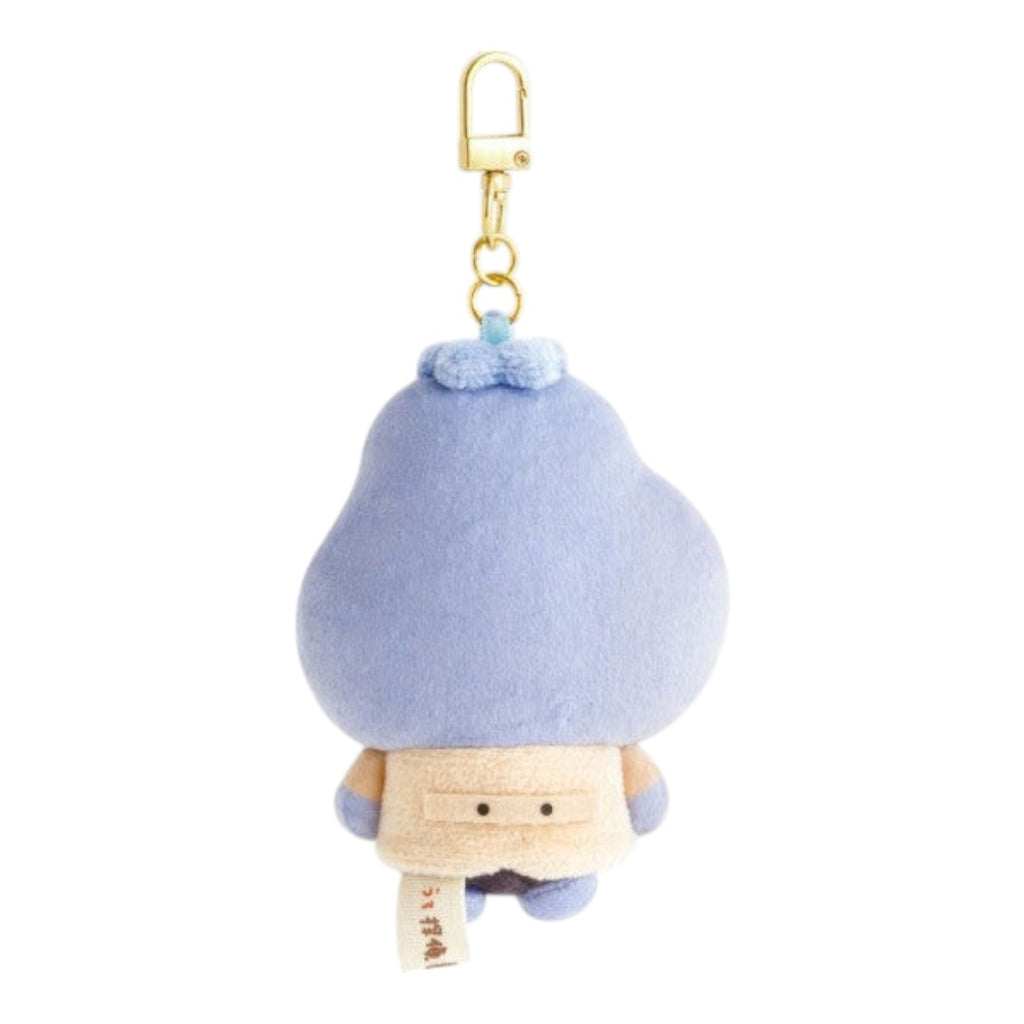 Twinkle Glory San-X Inspector Nasunbo plush keychain back view showing soft purple polyester and gold metal clip
