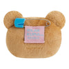 Twinkle Glory San-X Korilakkuma plush badge featuring a soft brown bear head with a blue safety pin attachment