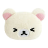 Twinkle Glory San-X Korilakkuma plush badge featuring a soft white bear face with pink ears and squeezed eyes