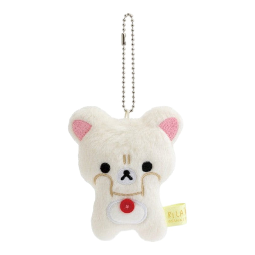 Twinkle Glory San-X Korilakkuma plush keychain featuring a white polyester character with a pouting expression