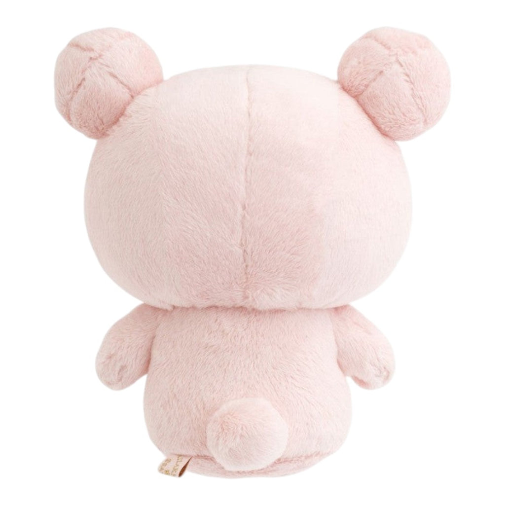 Twinkle Glory San-X Korilakkuma cherry blossom plush pouch in soft pink polyester, back view