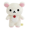 Twinkle Glory 16cm Korilakkuma plush toy in soft white polyester with pink ears and a signature red button detail.