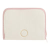 Twinkle Glory San-X Korilakkuma travel wallet in cream and pink polyester with a minimalist circular embroidery