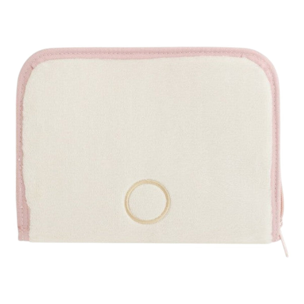 Twinkle Glory San-X Korilakkuma travel wallet in cream and pink polyester with a minimalist circular embroidery