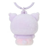 Twinkle Glory Sanrio Kuromi flocked mascot keychain in pastel purple with a soft textured finish and metal ring