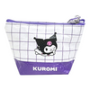 Twinkle Glory Sanrio Kuromi polyethylene pouch with a white grid pattern and purple base for small accessories