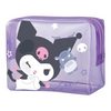 Twinkle Glory purple PVC Kuromi travel toiletry bag with zipper closure and cute character artwork
