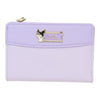 Twinkle Glory Sanrio Kuromi zipper wallet in pastel purple with a gold-tone character emblem and embossed details.