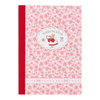 Twinkle Glory Sanrio Marron Cream stationery notebook with pink floral pattern and red spine