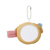 Twinkle Glory My Melody donut-shaped keychain with a circular mirror and metal ball chain attachment.