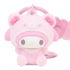 Twinkle Glory Sanrio My Melody 3D flocked pink resin mascot keychain with cute bow details and metal ring