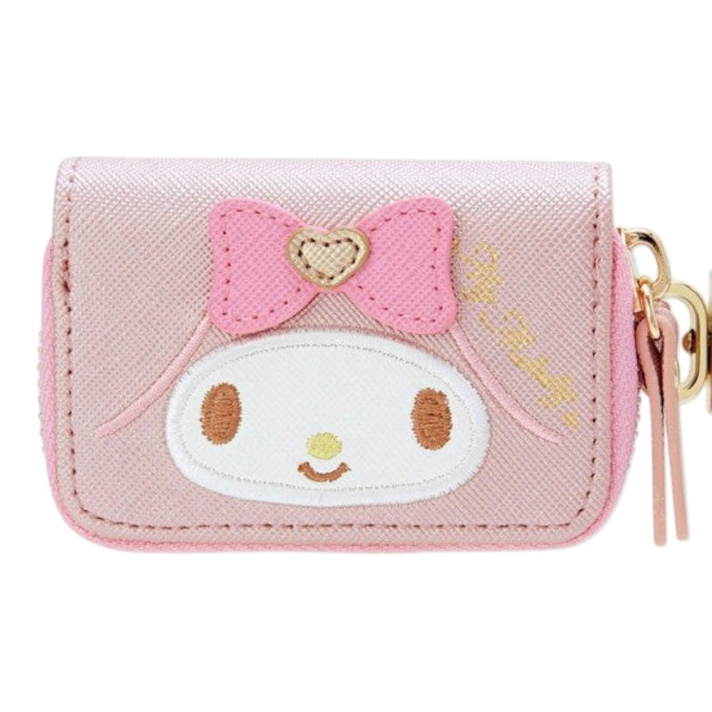 Twinkle Glory Sanrio My Melody pink PU leather key case with a cute bow detail and secure zipper closure