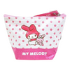 Twinkle Glory Sanrio My Melody polyethylene pouch featuring a pink and white polka dot design with a zipper closure.