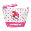 Twinkle Glory Sanrio My Melody pink and white polka dot polyethylene pouch with a matching zipper pull