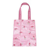 Twinkle Glory pink polyester reusable bag featuring a repeating My Melody character pattern and branded straps.