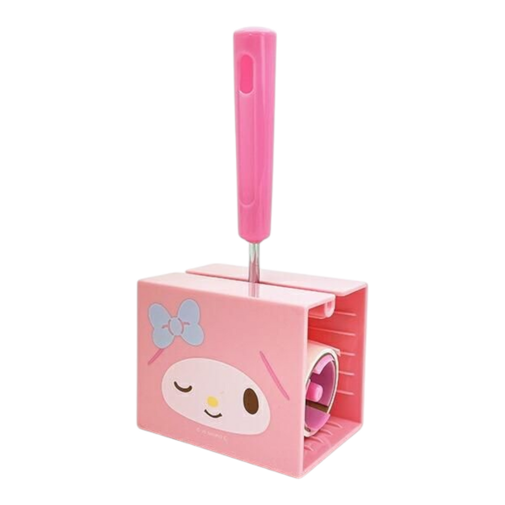 Twinkle Glory My Melody pink plastic sticky roller cleaner with a cute character face design and storage case