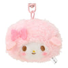 Twinkle Glory Sanrio My Sweet Piano fluffy pink plush key ring with a cute bow and secure metal clip