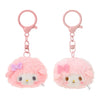 Twinkle Glory Sanrio My Sweet Piano fluffy pink plush key rings with bows and secure metal clips