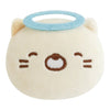 Twinkle Glory San-X Sumikko Gurashi Neko angel plush badge with a soft cream cat face and blue halo