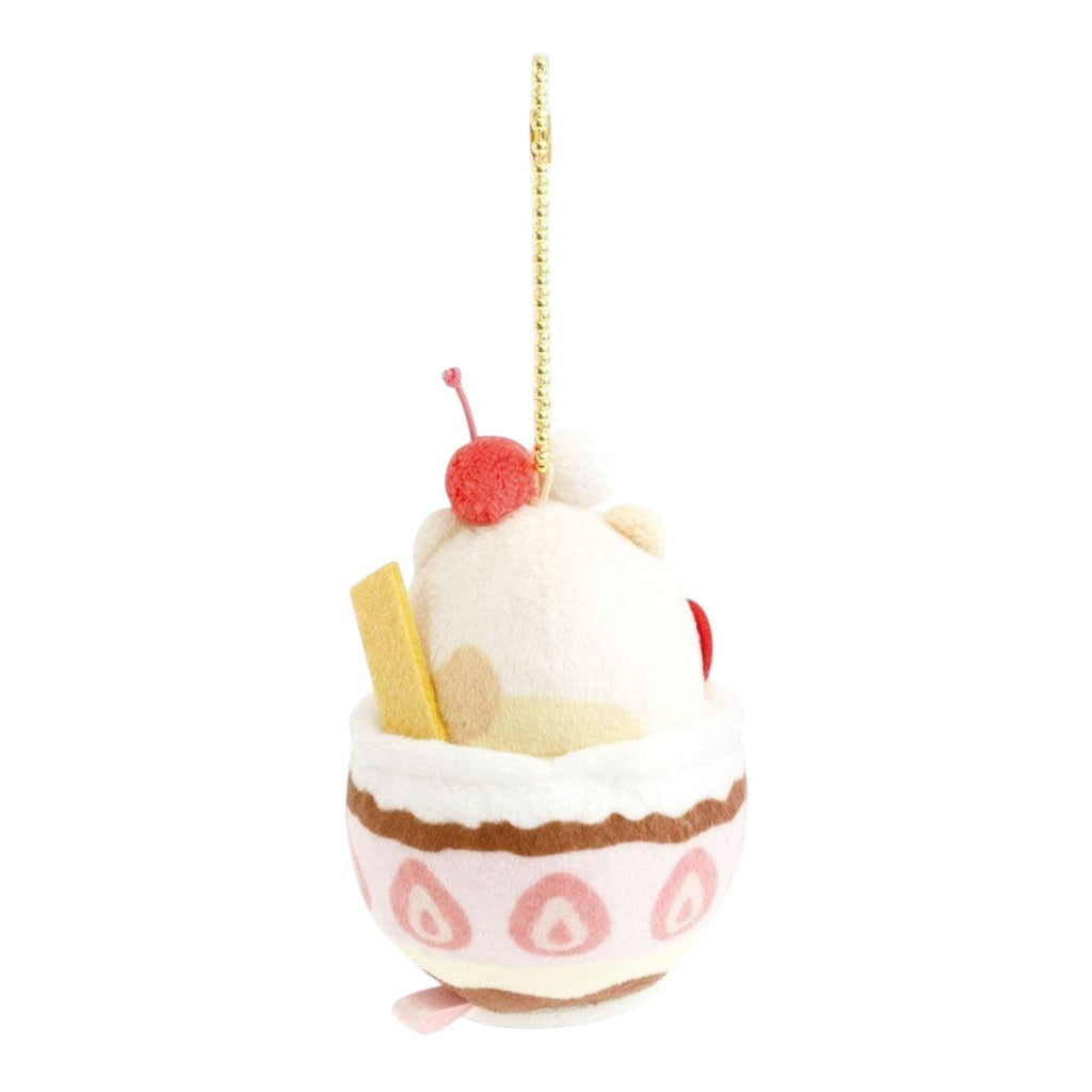Twinkle Glory San-X Sumikko Gurashi Neko cat plush keychain designed as a cute fruit parfait with a cherry topper