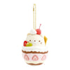Twinkle Glory San-X Sumikko Gurashi Neko cat plush keychain dressed as a fruit parfait with a cherry on top
