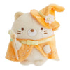 Twinkle Glory San-X Sumikko Gurashi Neko plush wearing an orange wizard hat and cape with a star wand