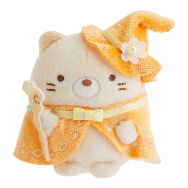 Twinkle Glory San-X Sumikko Gurashi Neko plush wearing an orange wizard hat and cape with a star wand