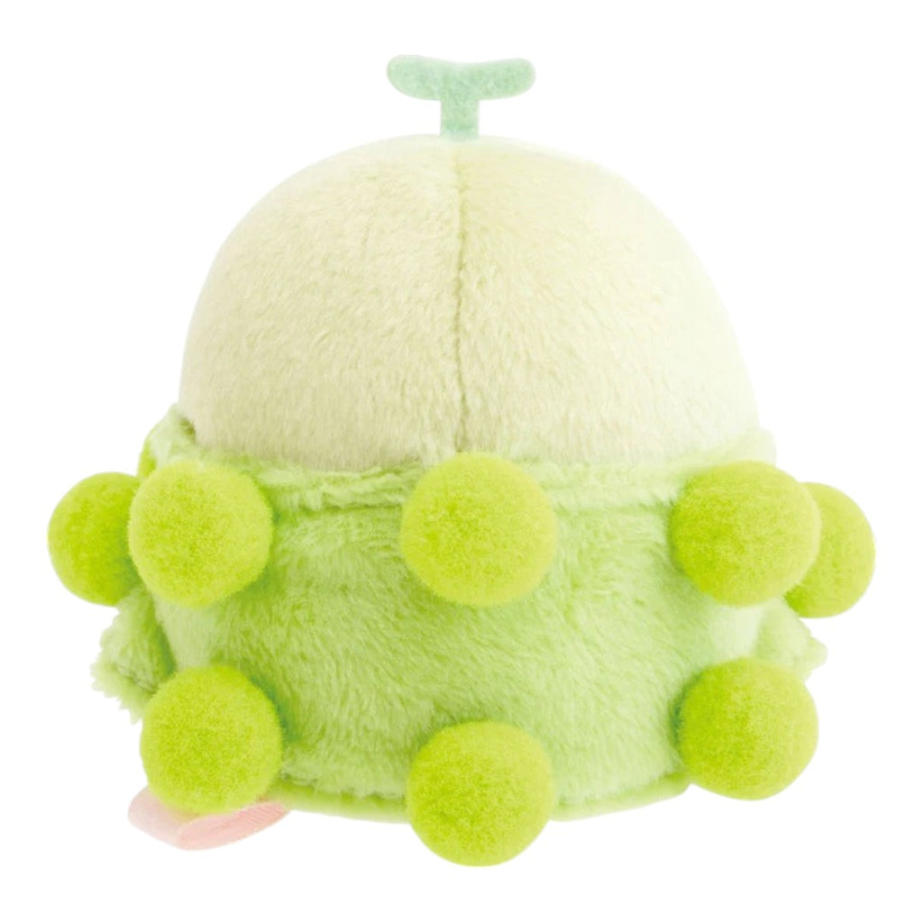 Twinkle Glory San-X Sumikko Gurashi Penguin? plush in a soft green grape costume with pom-pom details