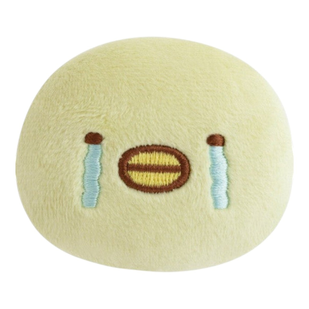 Twinkle Glory San-X Sumikko Gurashi Penguin? plush badge in soft yellow polyester with a crying tear expression
