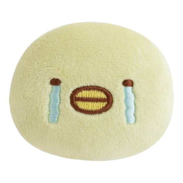 Twinkle Glory San-X Sumikko Gurashi Penguin? plush badge in soft yellow polyester with a crying tear expression