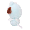 Twinkle Glory Sanrio Pochacco plush mascot keychain in an angel bear costume, back view showing white wings