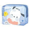 Twinkle Glory transparent blue PVC toiletry bag featuring Pochacco character artwork and a zip closure