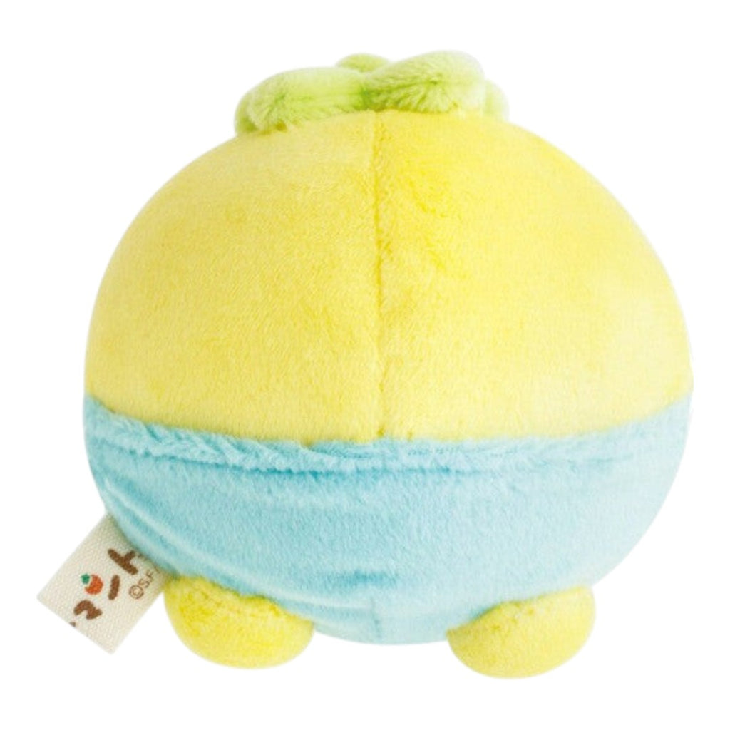 Twinkle Glory San-X Pucchy plush toy from Uso Tantei Tomanto, back view of the yellow and blue soft polyester figure.