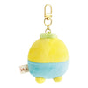 Twinkle Glory San-X Pucchy plush keychain showing the back view with yellow and blue polyester fabric and gold clip