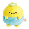 Twinkle Glory San-X Pucchy plush keychain featuring a yellow character in blue overalls with embroidered details