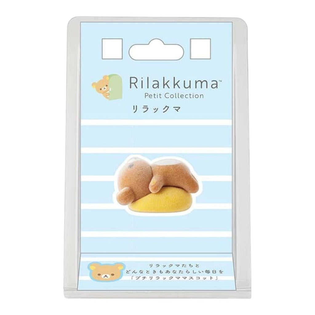 Twinkle Glory San-X Rilakkuma flocked miniature bear figure in original blister packaging