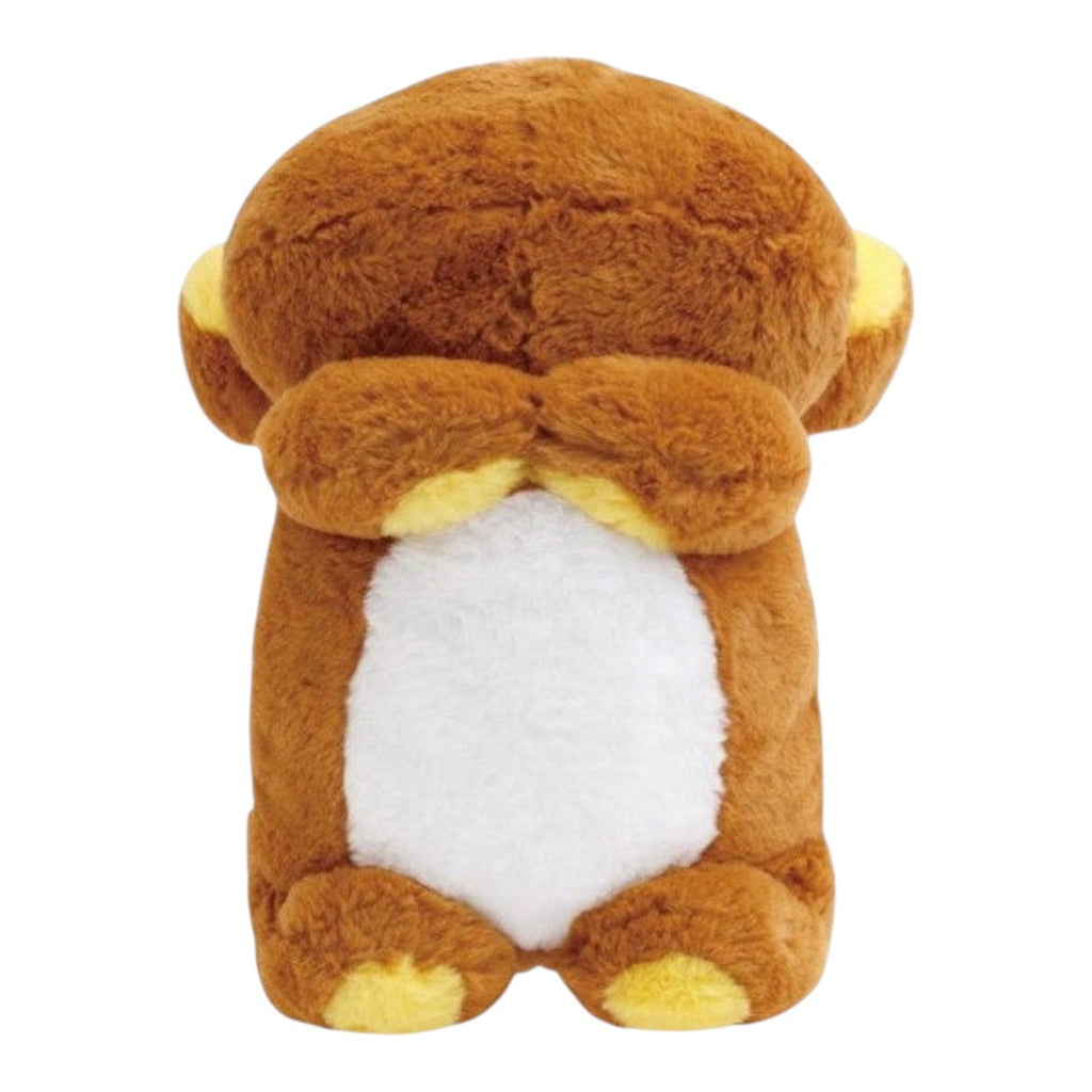 Twinkle Glory San-X Rilakkuma plush toy in a brown and white laying down pose, crafted from soft polyester.