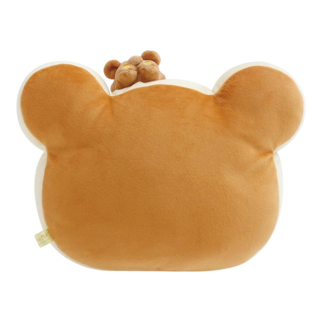 Twinkle Glory San-X Rilakkuma super mochi mochi tan and cream plush bear pillow with a small character topper