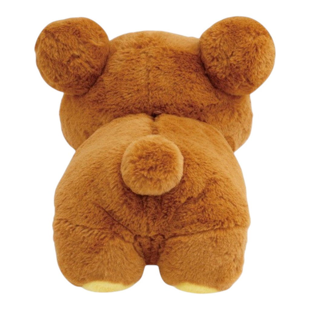 Twinkle Glory brown Rilakkuma plush toy seen from the back, showing soft polyester fur and a small round tail.