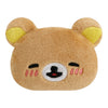 Twinkle Glory San-X Rilakkuma plush badge featuring a soft brown bear face with a blushing smiling expression