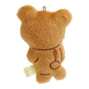 Back view of Twinkle Glory San-X Rilakkuma plush keychain showing soft light-brown fur and embroidered zipper detail