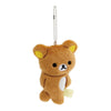 Twinkle Glory San-X Rilakkuma light-brown plush keychain with silver ball chain and embroidered character details