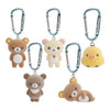 Twinkle Glory San-X Rilakkuma plush carabiner keychains featuring various characters from the Kumakyun Days collection