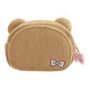 Twinkle Glory San-X Rilakkuma plush pouch in brown polyester with a cute bow detail and built-in mirror.