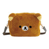 Twinkle Glory Rilakkuma plush shoulder bag in brown with embroidered character face and adjustable strap