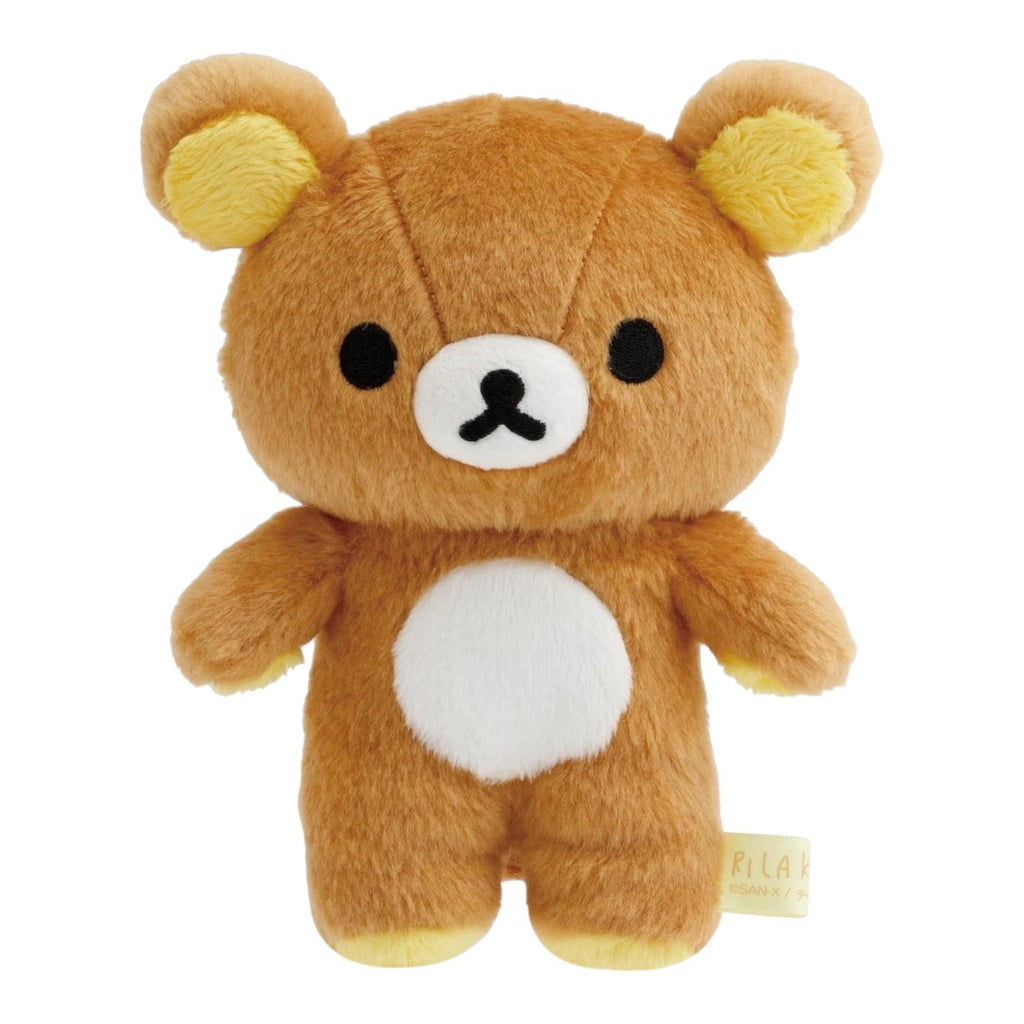 Twinkle Glory 17cm Rilakkuma plush toy in soft light-brown polyester with white belly and yellow ear and paw accents